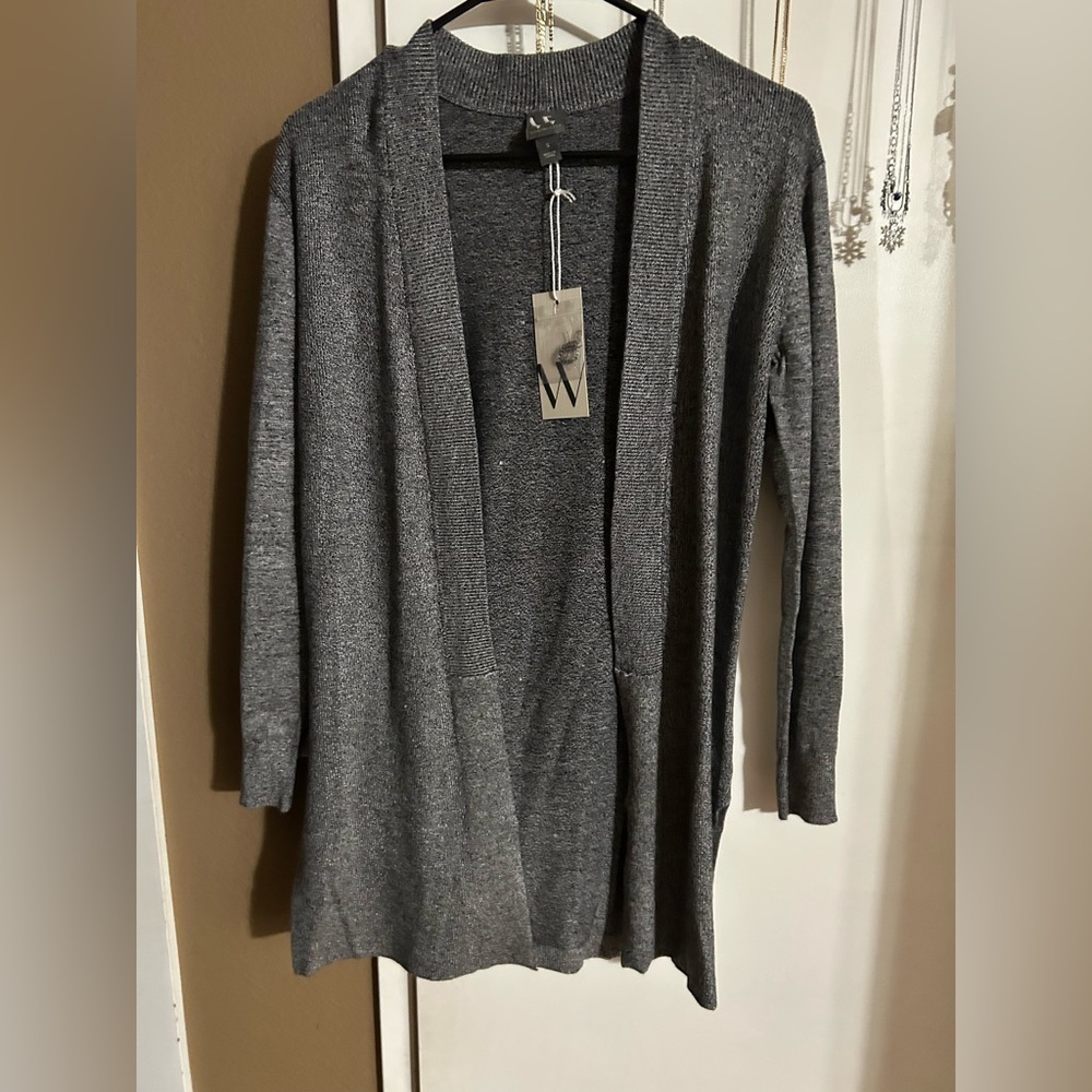 Worthington Charcoal Open Front Cardigan Size Small